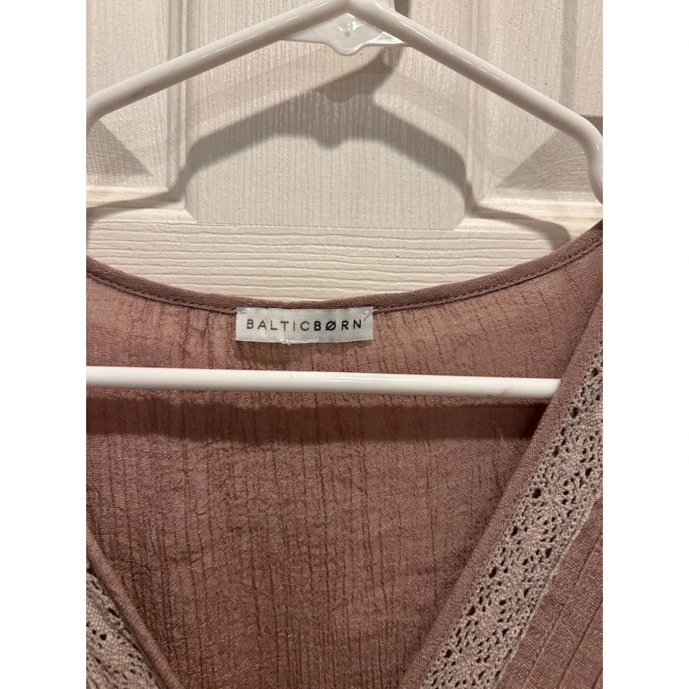 Baltic Born Amelia Dress Mauve Dusty‎ Lavender Lace Trim Mini XL Boho Ruffle Hem